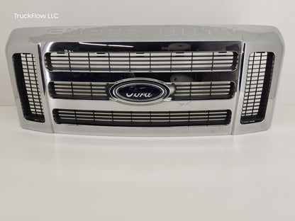 2008-2010 FORD F250-F550 SD XLT CHROME Front Grille Grill Emblem Logo Used OEM