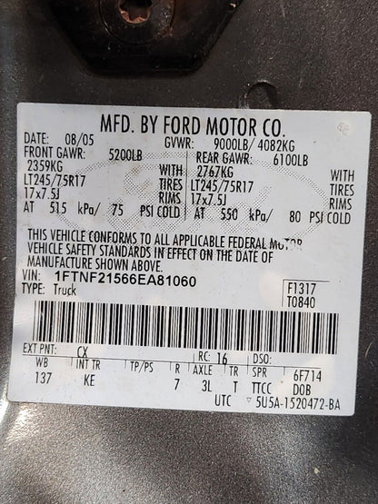 2006 Ford F250 F350 Super Duty 4x4 5.4L V10 GAS 5r110 transmission