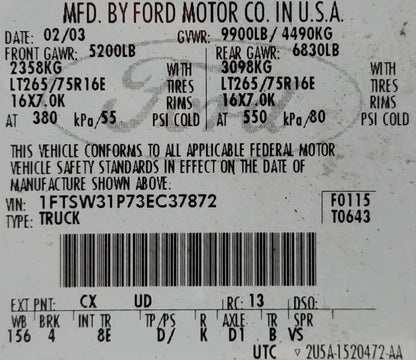 2003 Ford F250 - F550 Super Duty 4x4 Powerstroke 6.0L 5r110 transmission